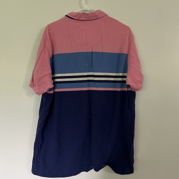 IZOD Polo Shirts XL Pink Blue Striped Set Collared Casual Short Sleeve Preppy - Picture 5 of 11